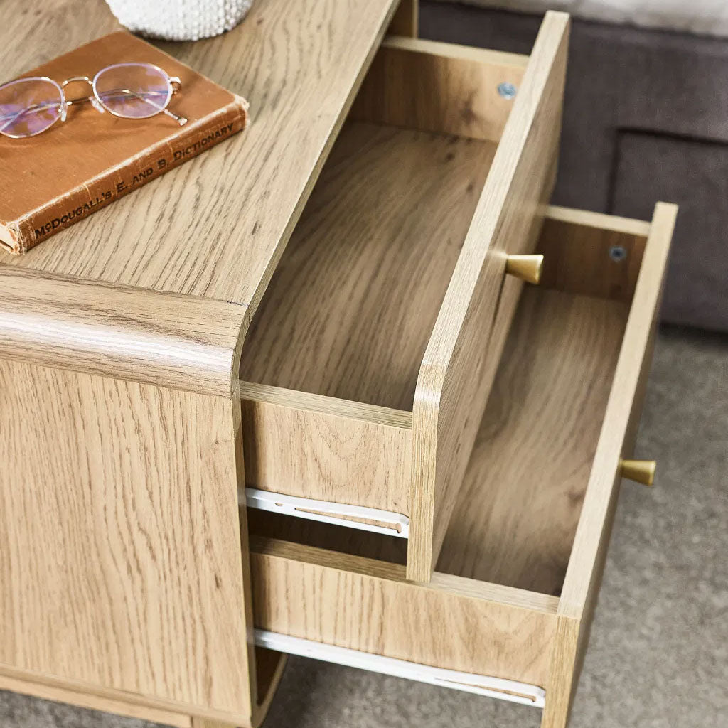 Wooden Bedside Cabinet With 2 Drawers - Ingrid