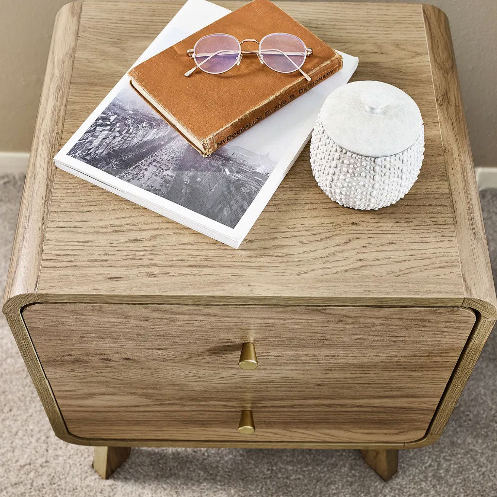 Wooden Bedside Cabinet With 2 Drawers - Ingrid