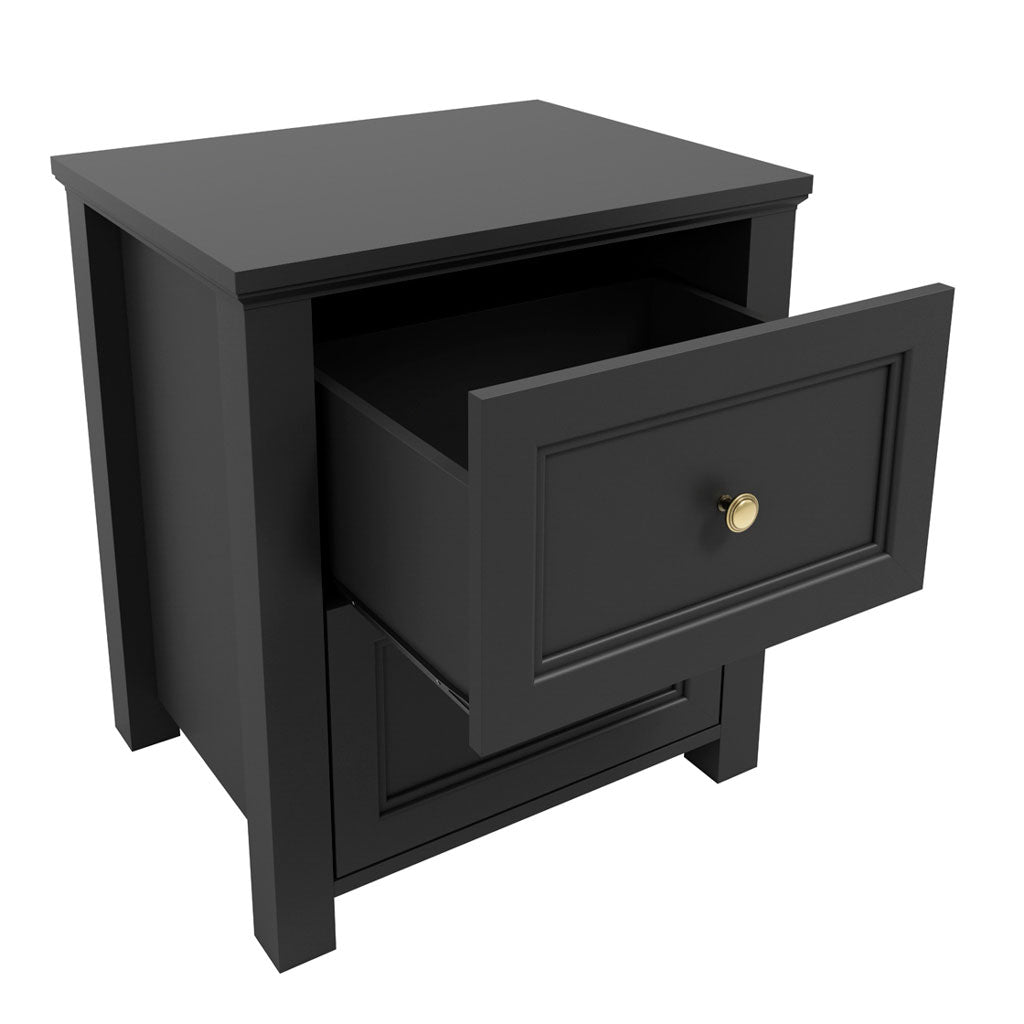 Wooden Bedside Cabinet With 2 Drawers - Ives