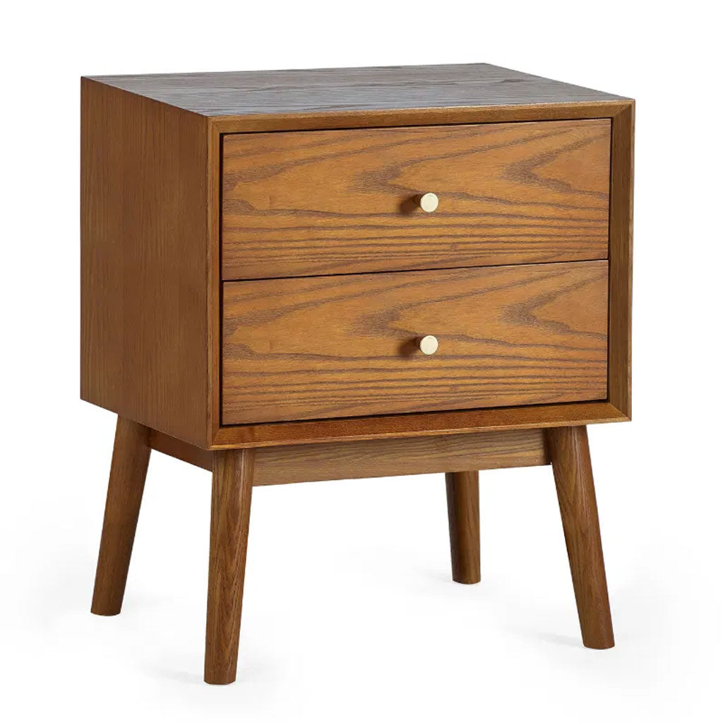 Wooden Bedside Cabinet With 2 Drawers - Lowry