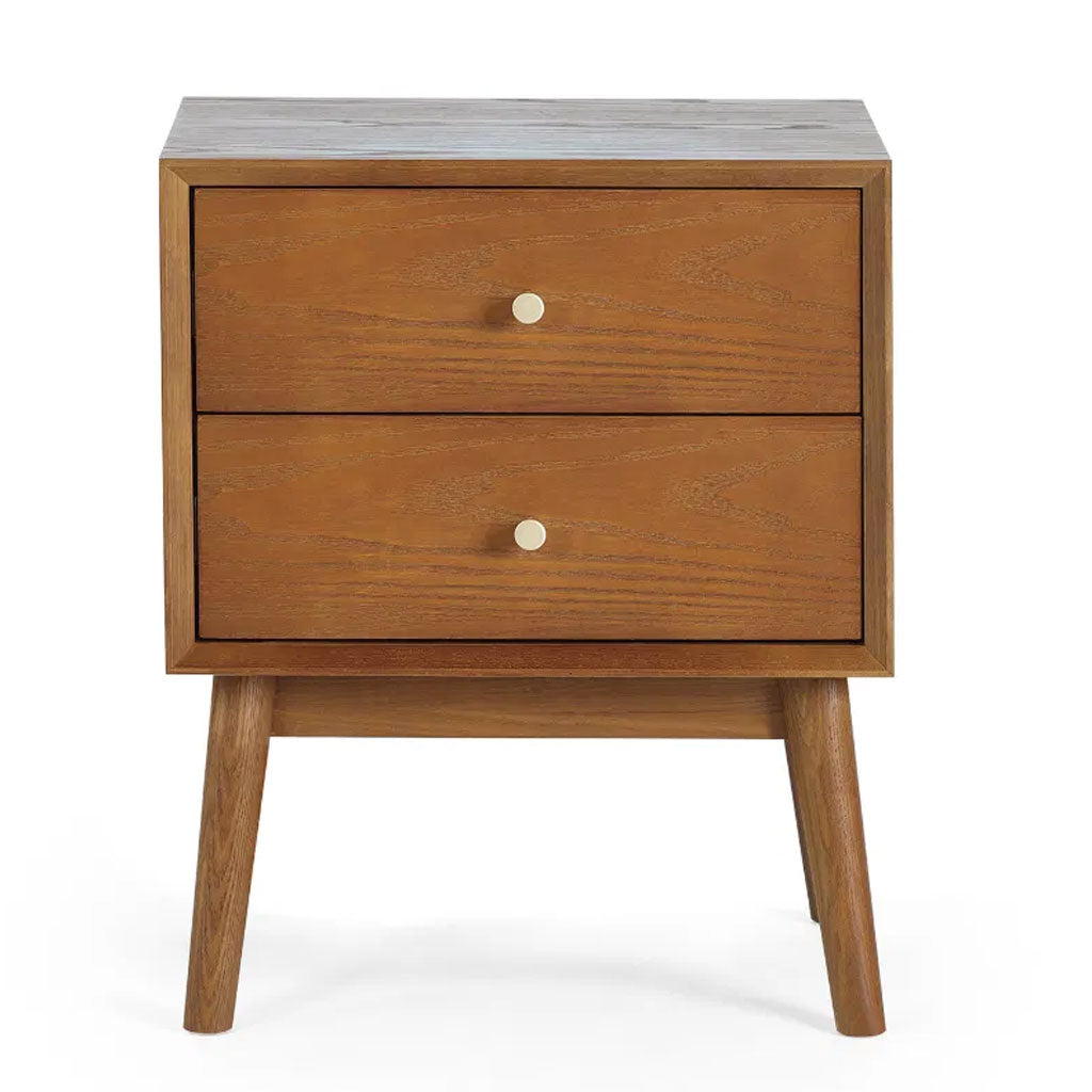 Wooden Bedside Cabinet With 2 Drawers - Lowry