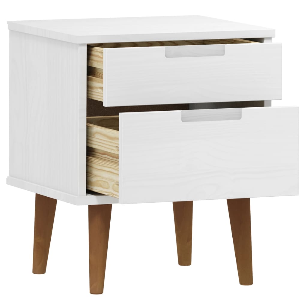 Wooden Bedside Cabinet With 2 Drawers - Molde