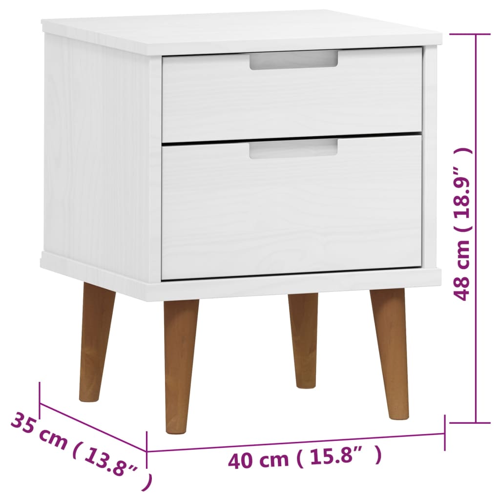 Wooden Bedside Cabinet With 2 Drawers - Molde