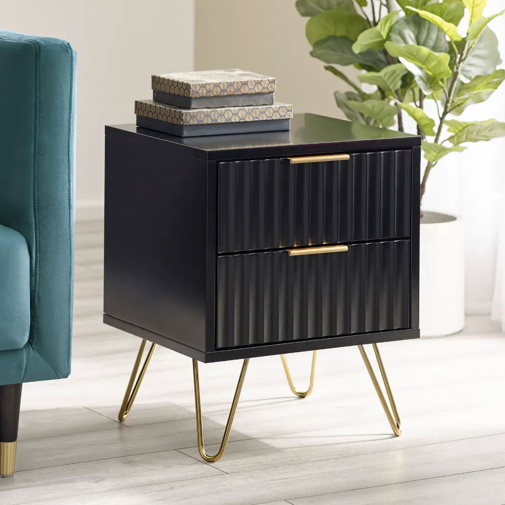 Wooden Bedside Cabinet With 2 Drawers - Murano