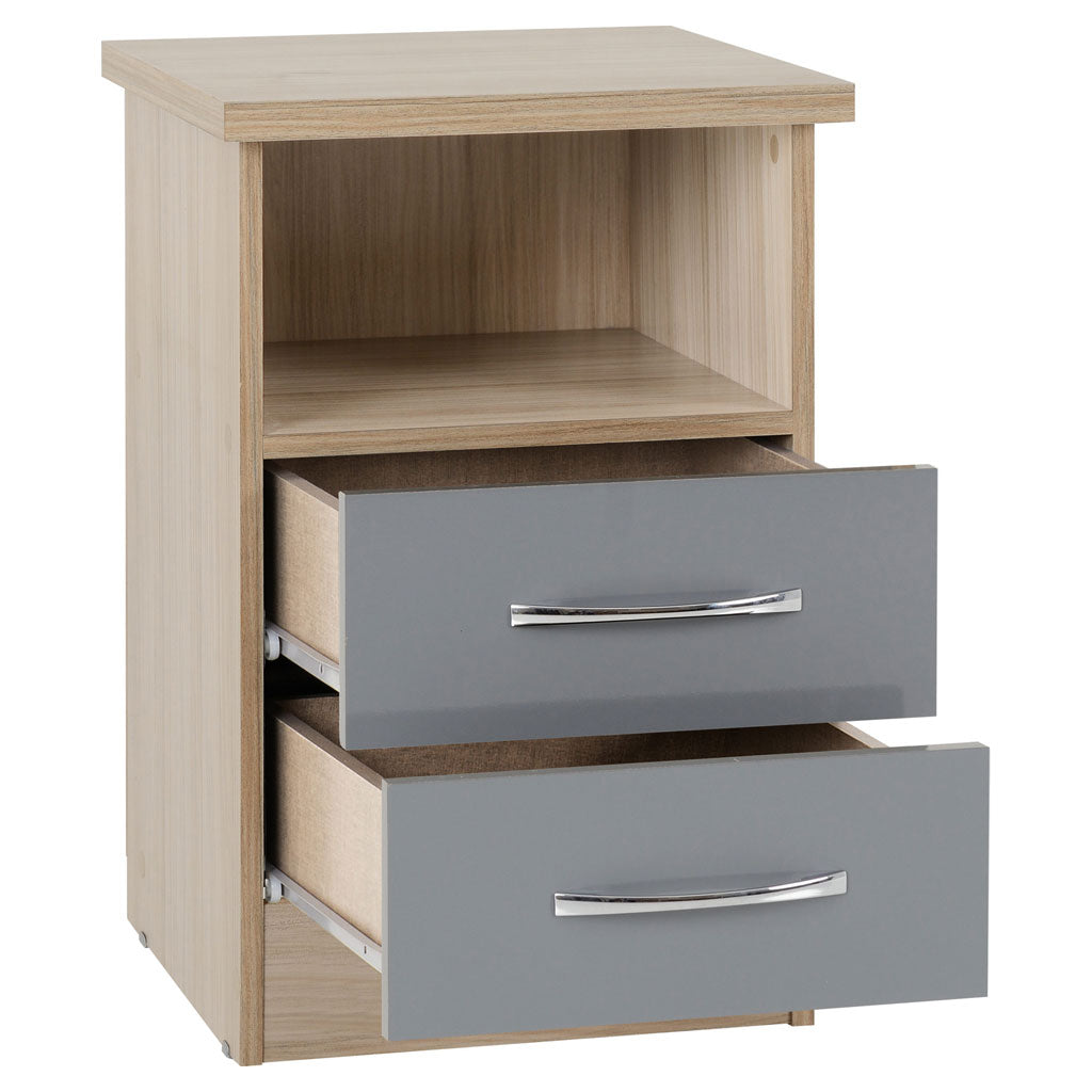 Wooden Bedside Cabinet With 2 Drawers - Nevada