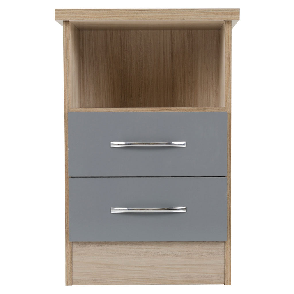 Wooden Bedside Cabinet With 2 Drawers - Nevada