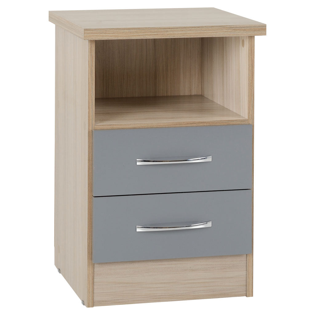 Wooden Bedside Cabinet With 2 Drawers - Nevada