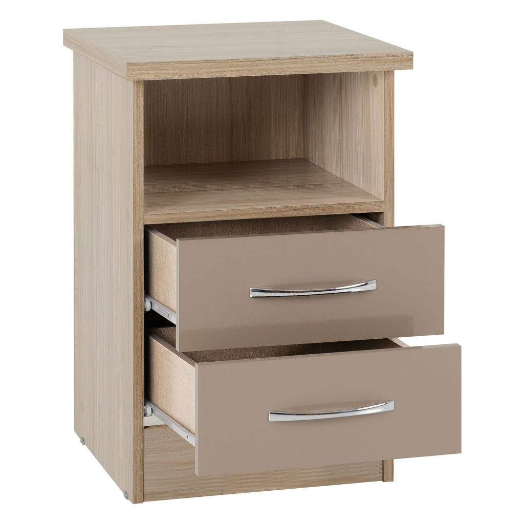 Wooden Bedside Cabinet With 2 Drawers - Nevada