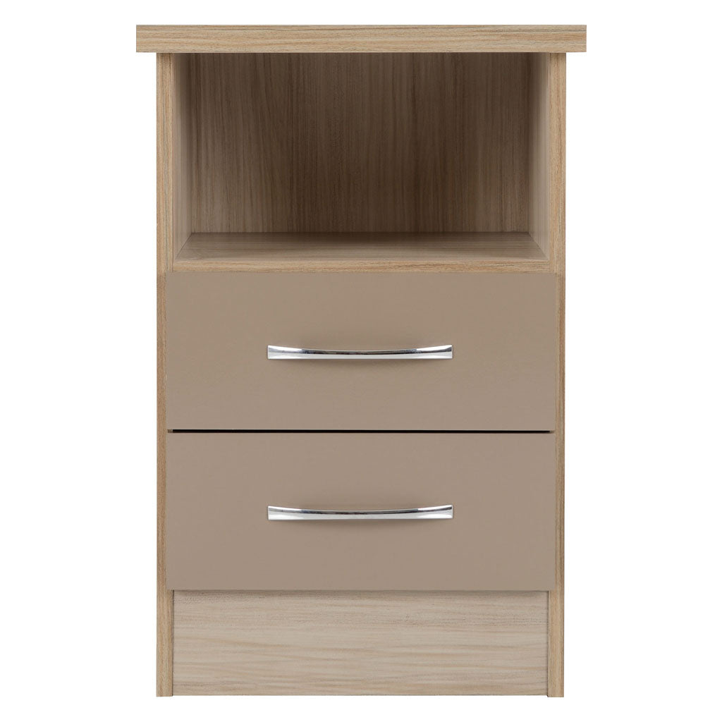Wooden Bedside Cabinet With 2 Drawers - Nevada