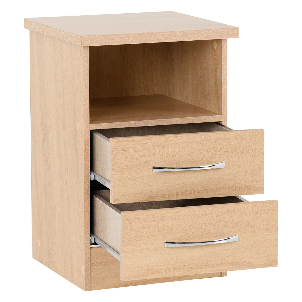 Wooden Bedside Cabinet With 2 Drawers - Nevada