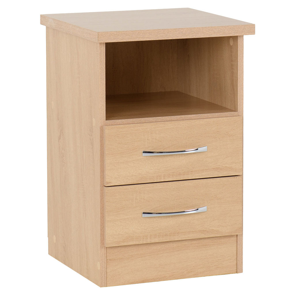 Wooden Bedside Cabinet With 2 Drawers - Nevada