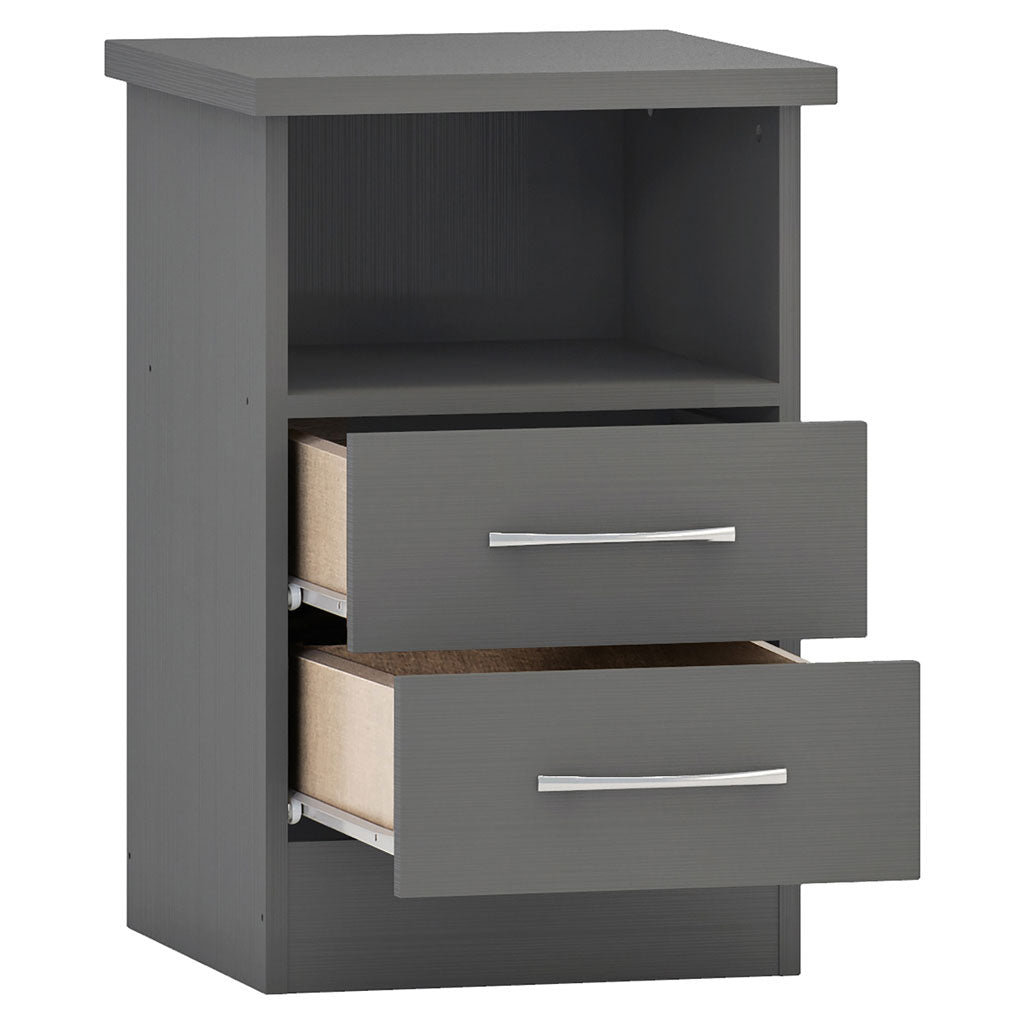 Wooden Bedside Cabinet With 2 Drawers - Nevada