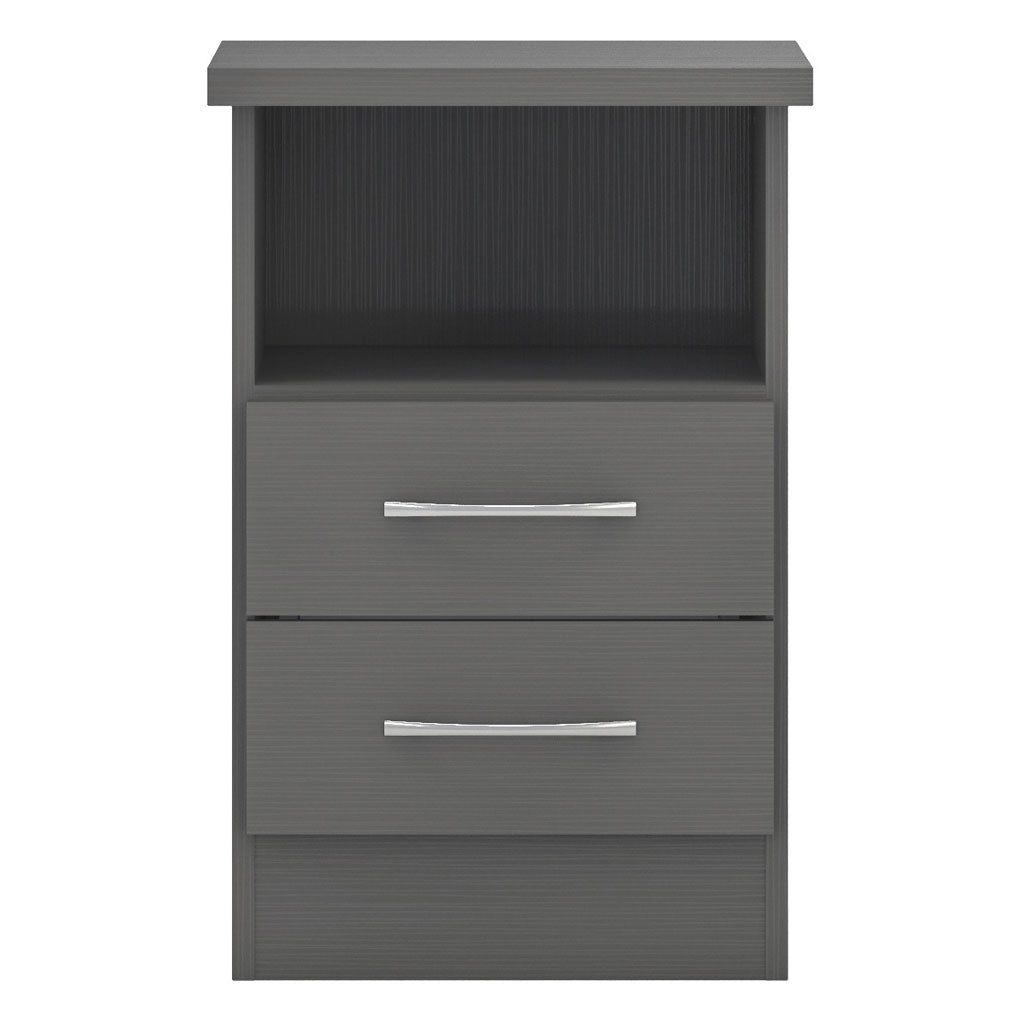 Wooden Bedside Cabinet With 2 Drawers - Nevada