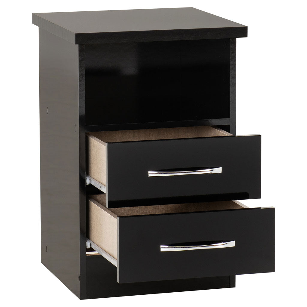 Wooden Bedside Cabinet With 2 Drawers - Nevada