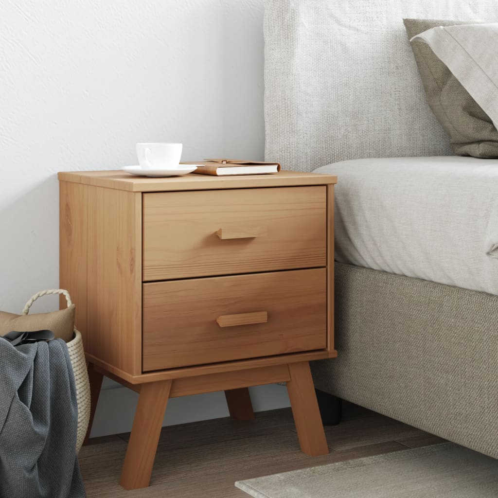 Wooden Bedside Cabinet With 2 Drawers - Olden