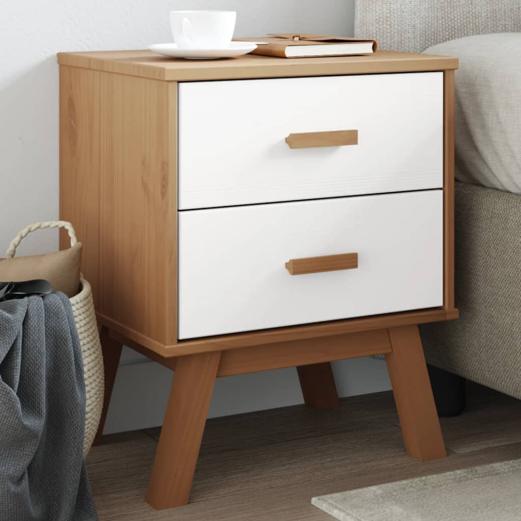 Wooden Bedside Cabinet With 2 Drawers - Olden