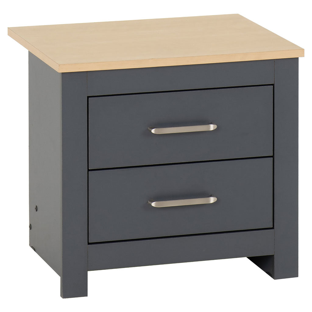 Wooden Bedside Cabinet With 2 Drawers - Portland
