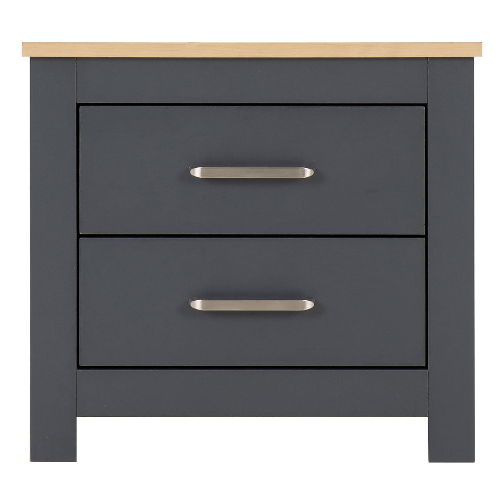 Wooden Bedside Cabinet With 2 Drawers - Portland