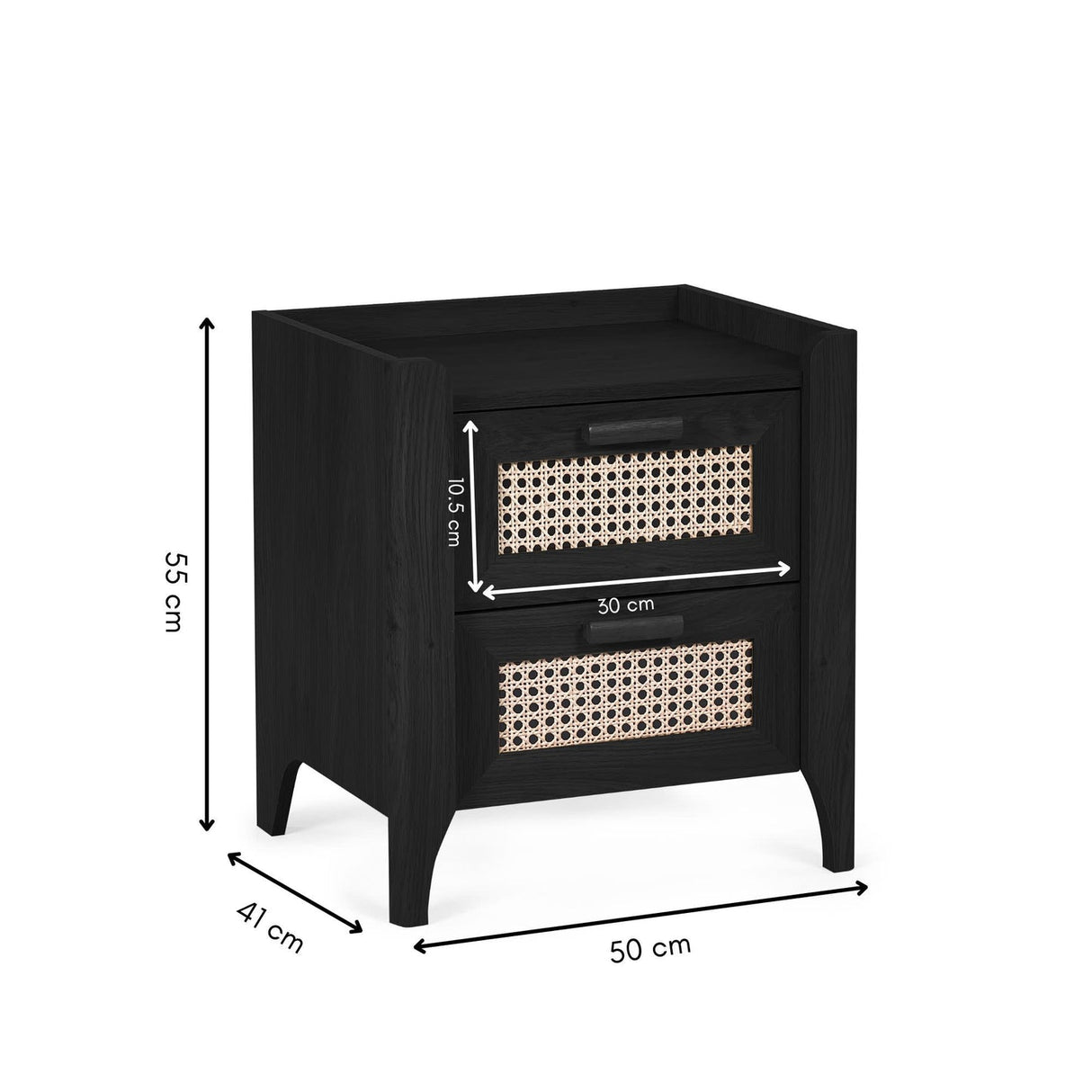 Wooden Bedside Cabinet With 2 Drawers - Sydney