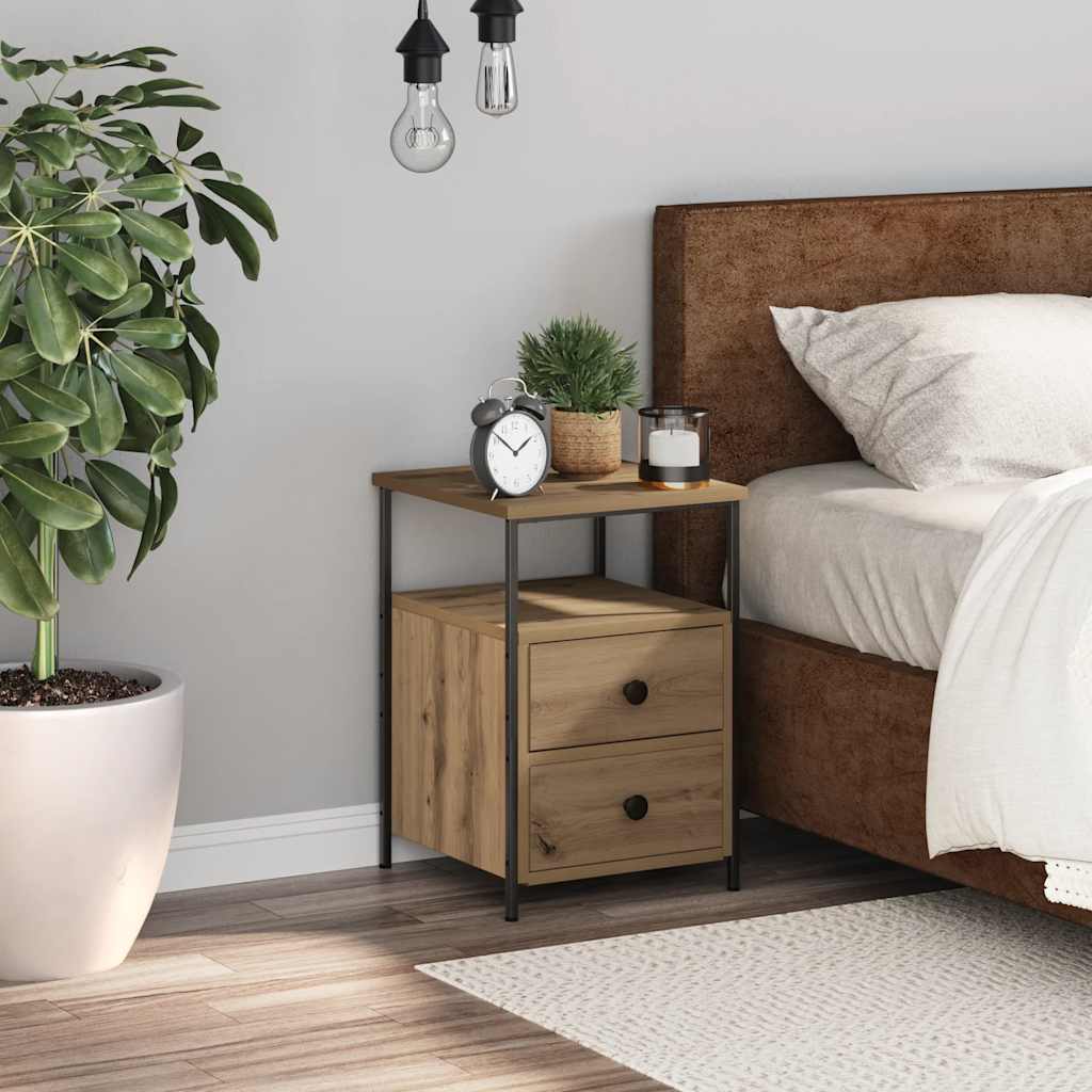 Wooden Bedside Cabinet With 2 Drawers - Vantage Home