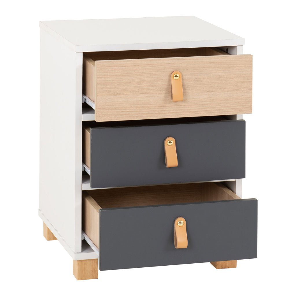 Wooden Bedside Cabinet With 3 Drawer - Brooklyn