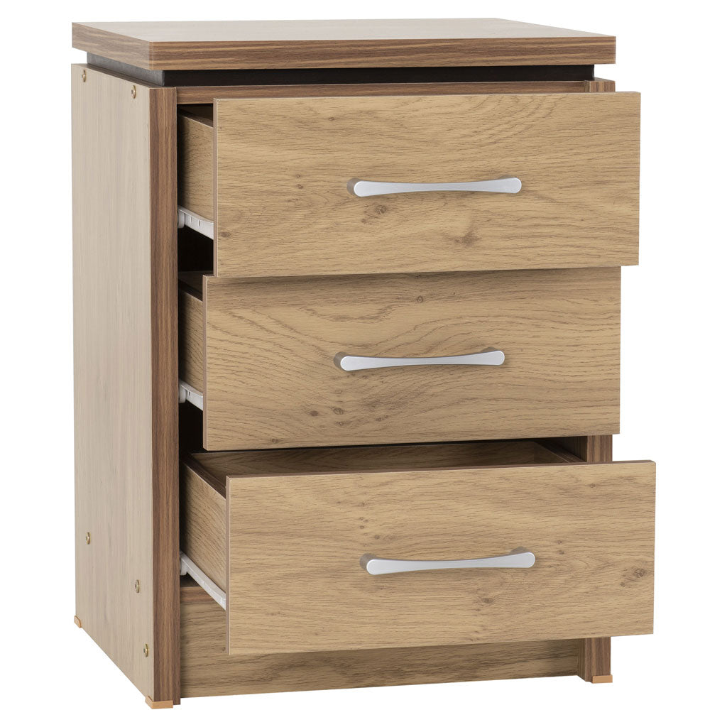 Wooden Bedside Cabinet With 3 Drawer - Charles