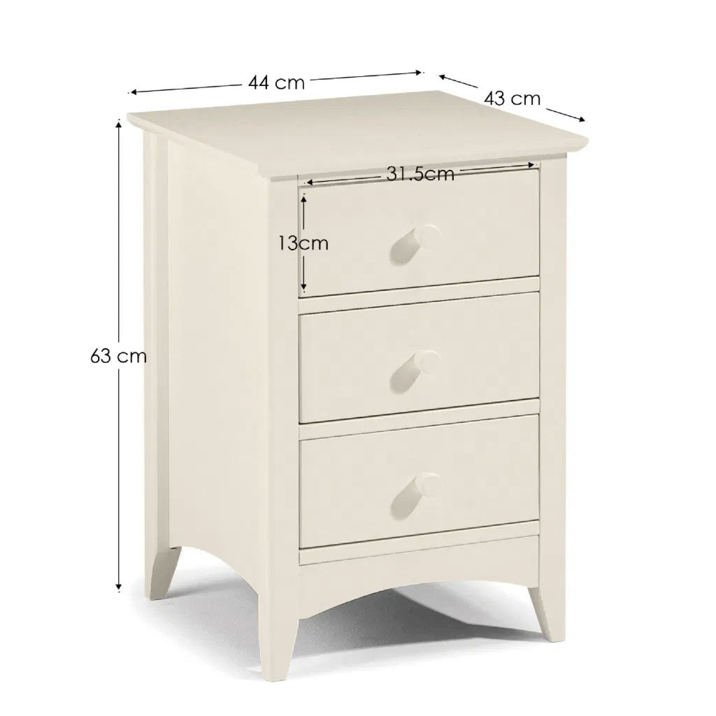 Wooden Bedside Cabinet With 3 Drawers - Cameo