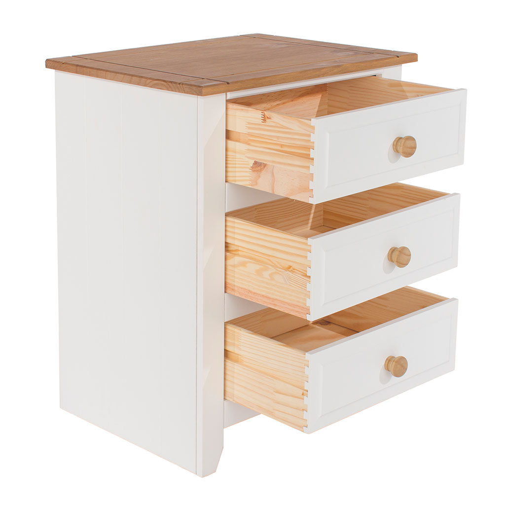 Wooden Bedside Cabinet With 3 Drawers - Capri