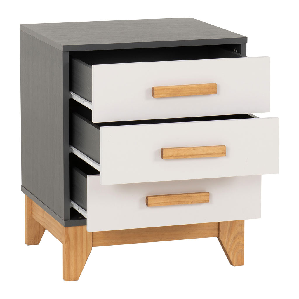 Wooden Bedside Cabinet With 3 Drawers - Cleveland