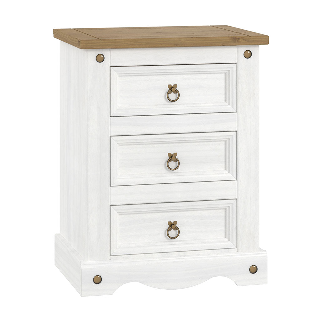 Wooden Bedside Cabinet 53cm Wide With 3 Drawers - Corona