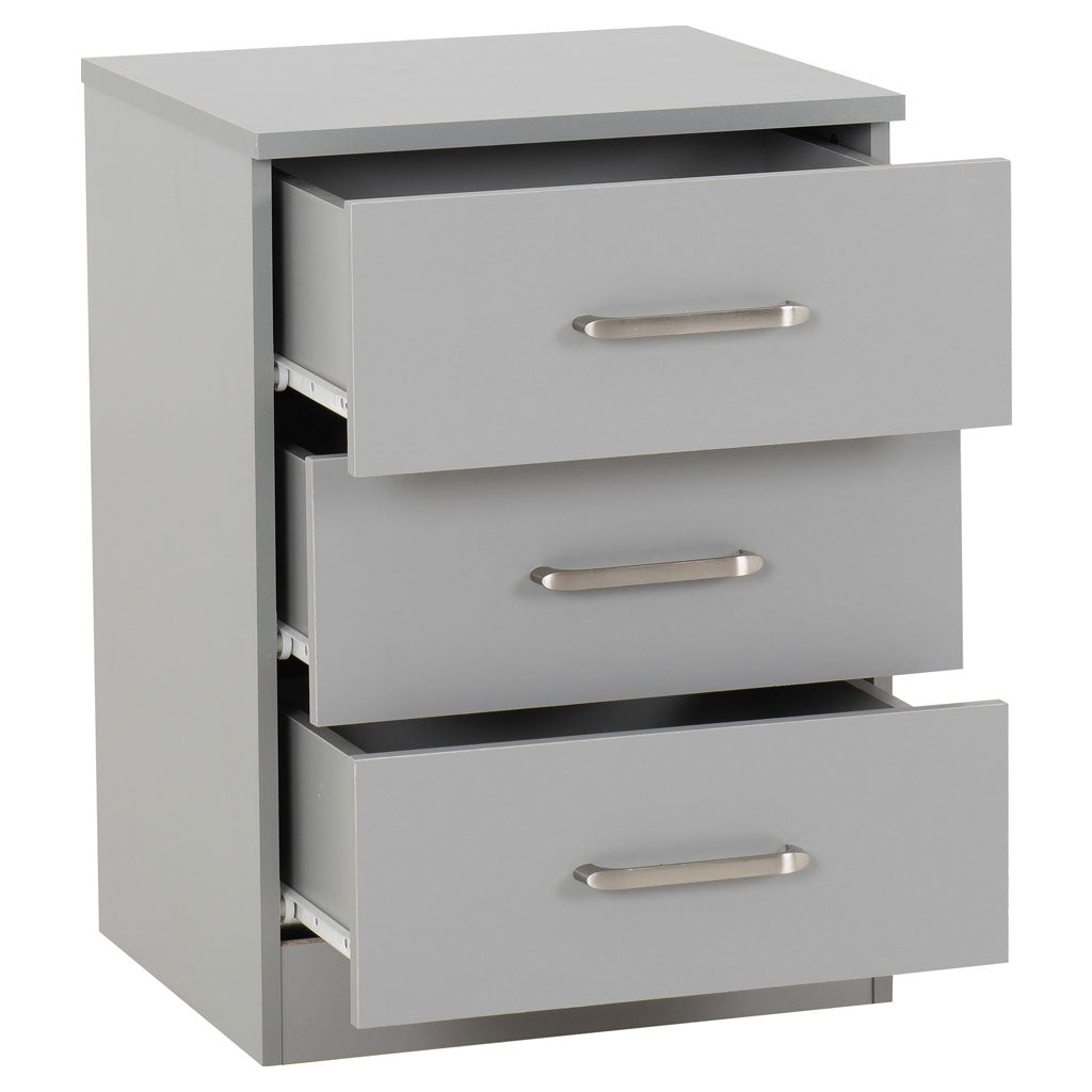 Wooden Bedside Cabinet With 3 Drawers - Dakota