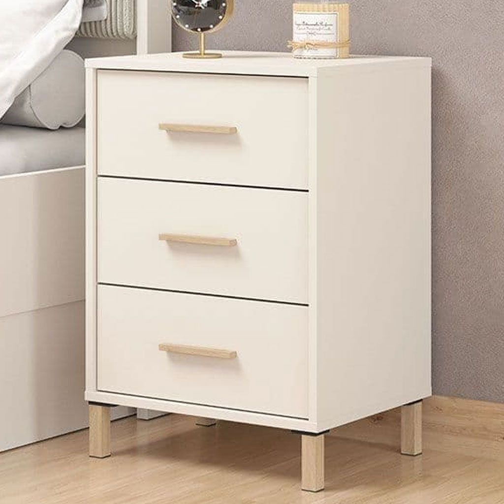 Wooden Bedside Cabinet With 3 Drawers - Grant