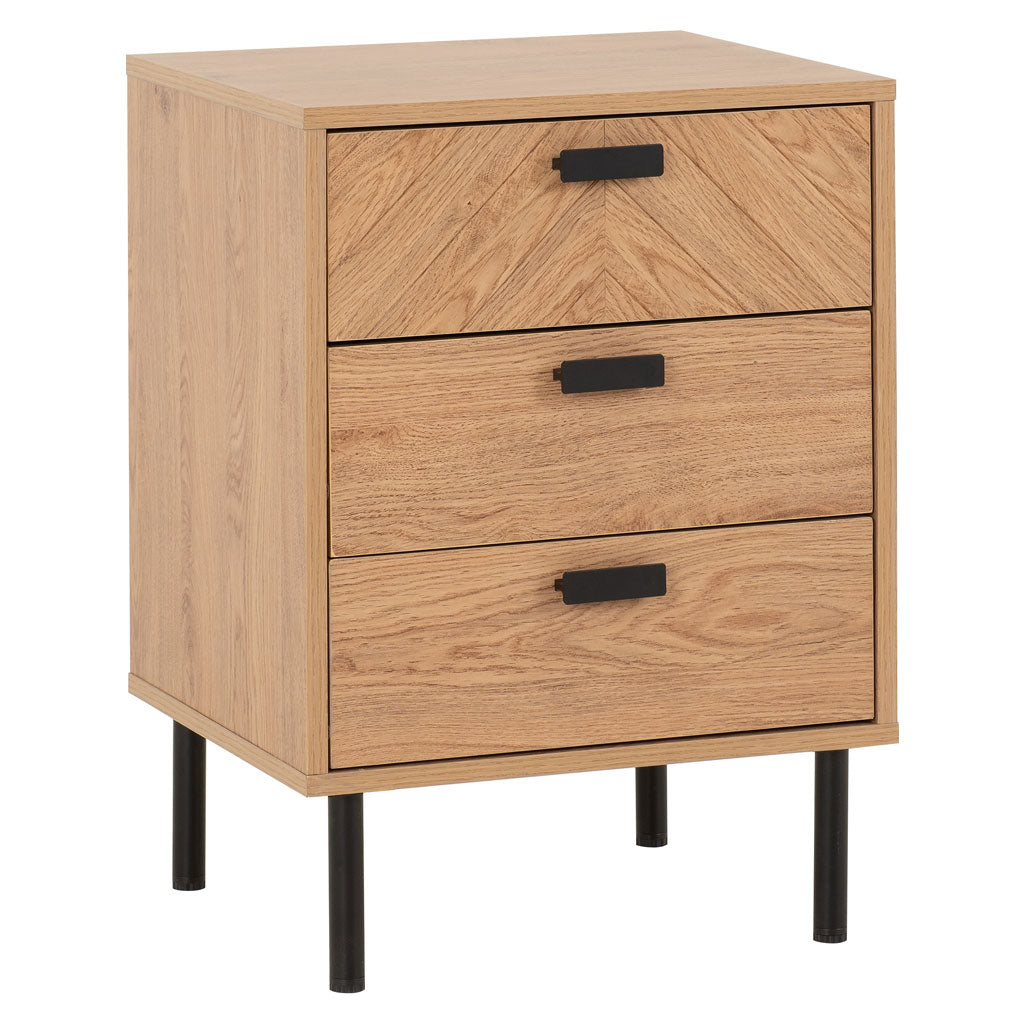 Wooden Bedside Cabinet With 3 Drawers - Leon
