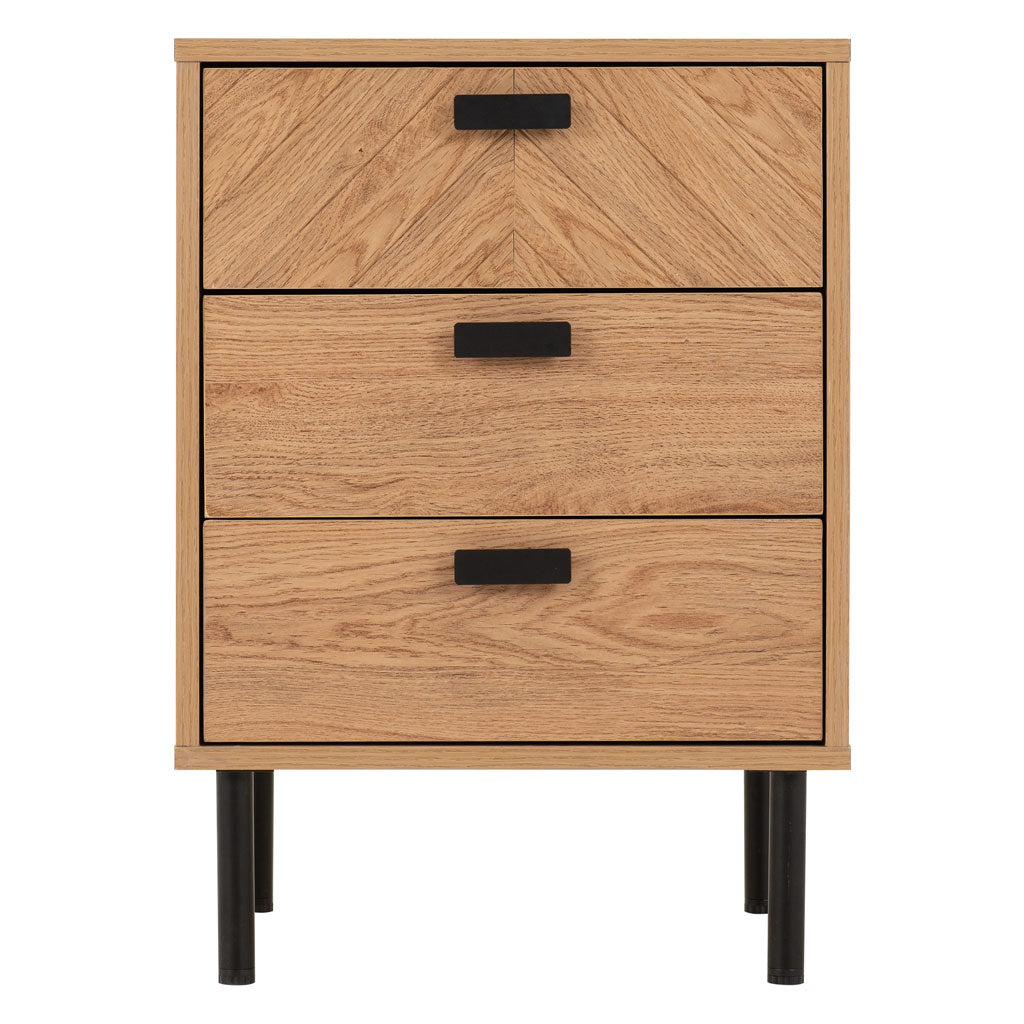 Wooden Bedside Cabinet With 3 Drawers - Leon