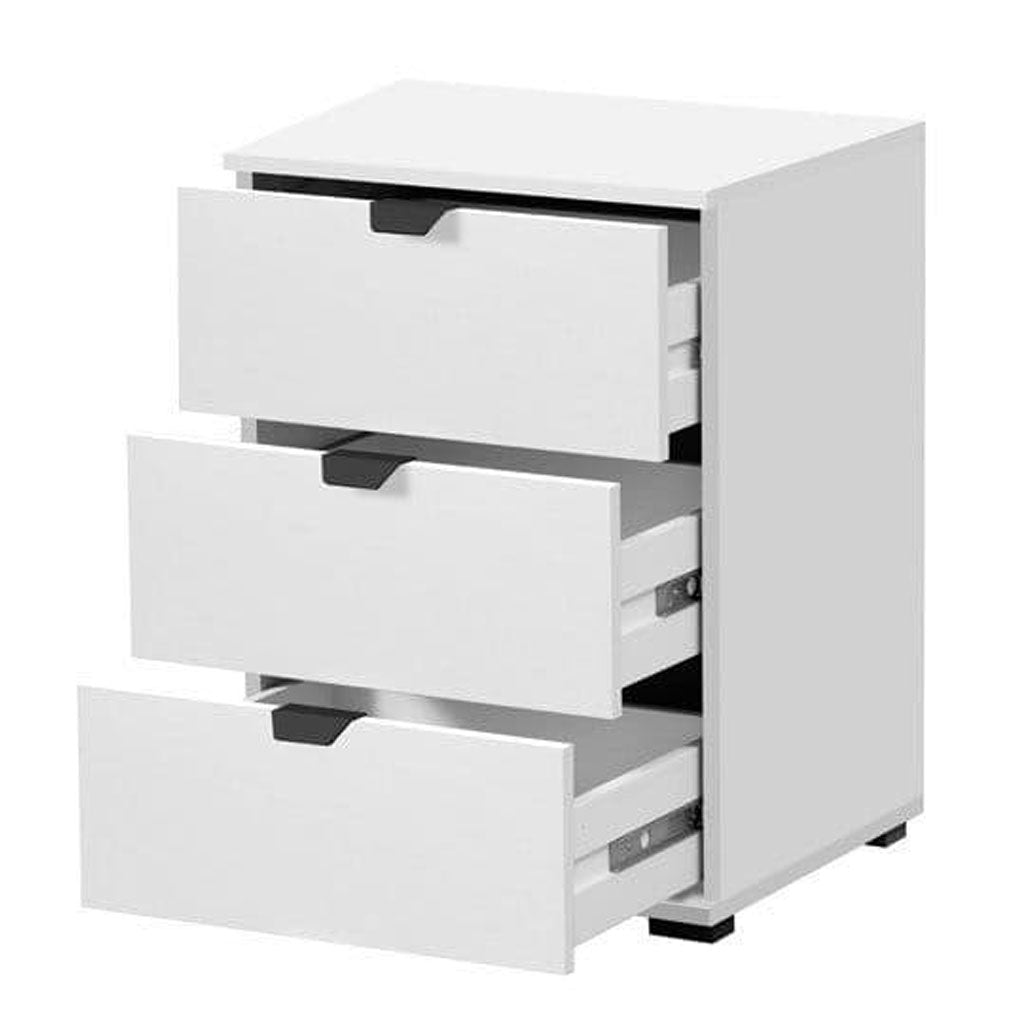 Wooden Bedside Cabinet With 3 Drawers - Lima