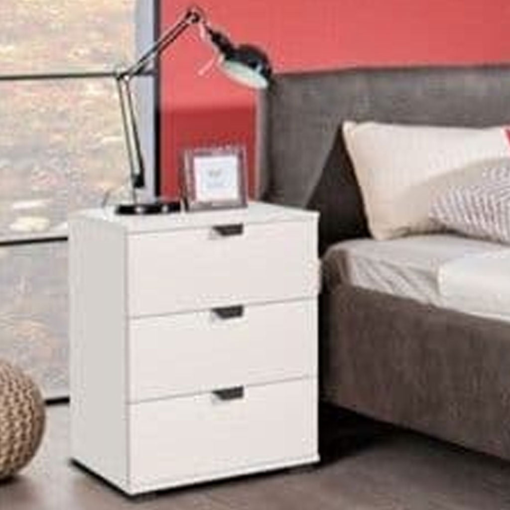 Wooden Bedside Cabinet With 3 Drawers - Lima
