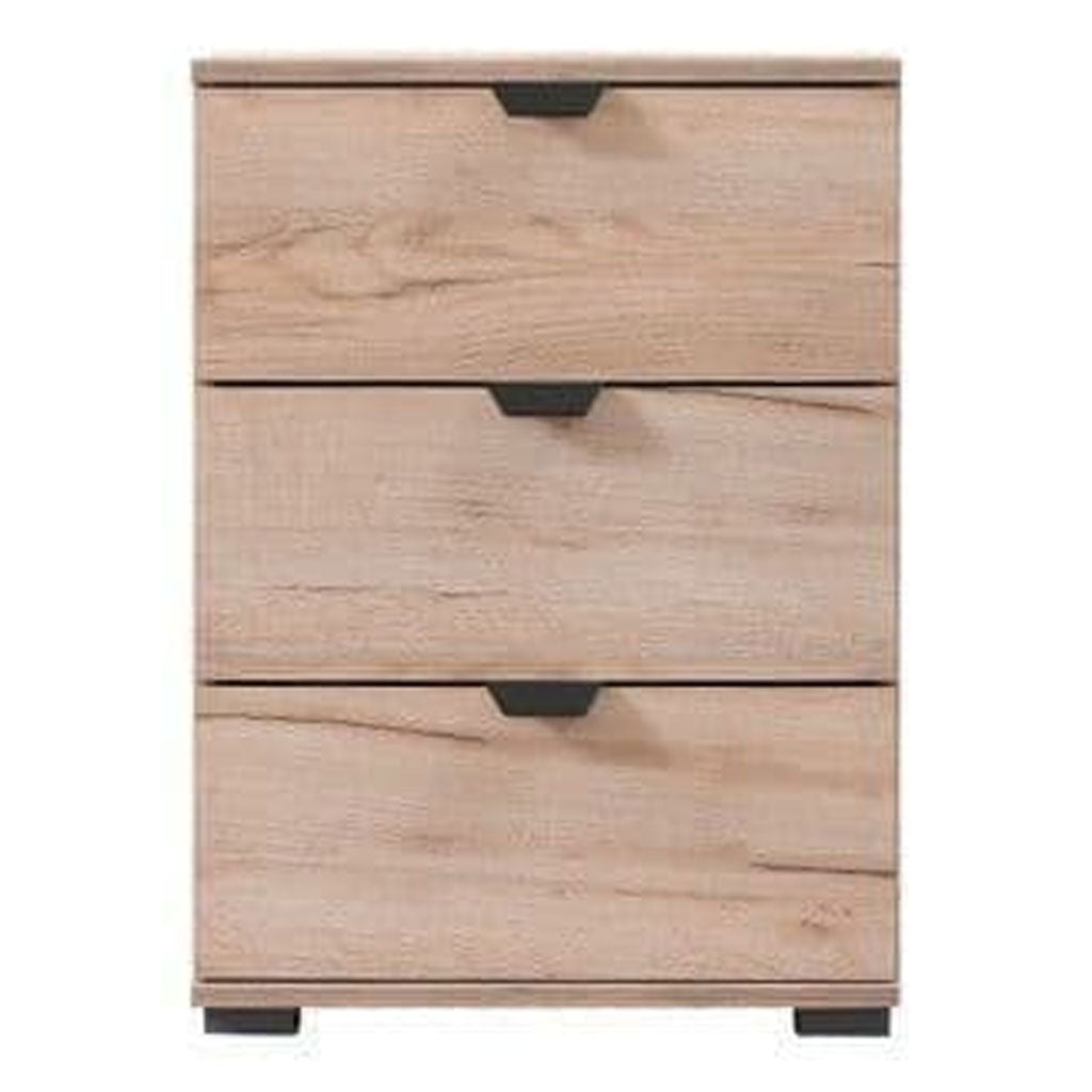 Wooden Bedside Cabinet With 3 Drawers - Lima