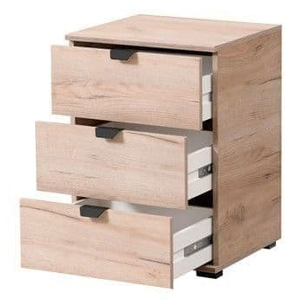 Wooden Bedside Cabinet With 3 Drawers - Lima