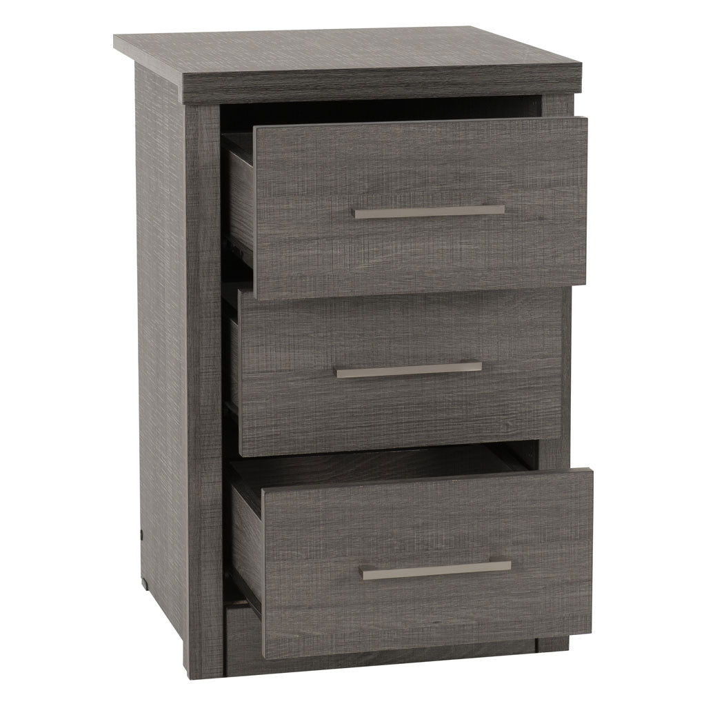 Wooden Bedside Cabinet With 3 Drawers - Lisbon