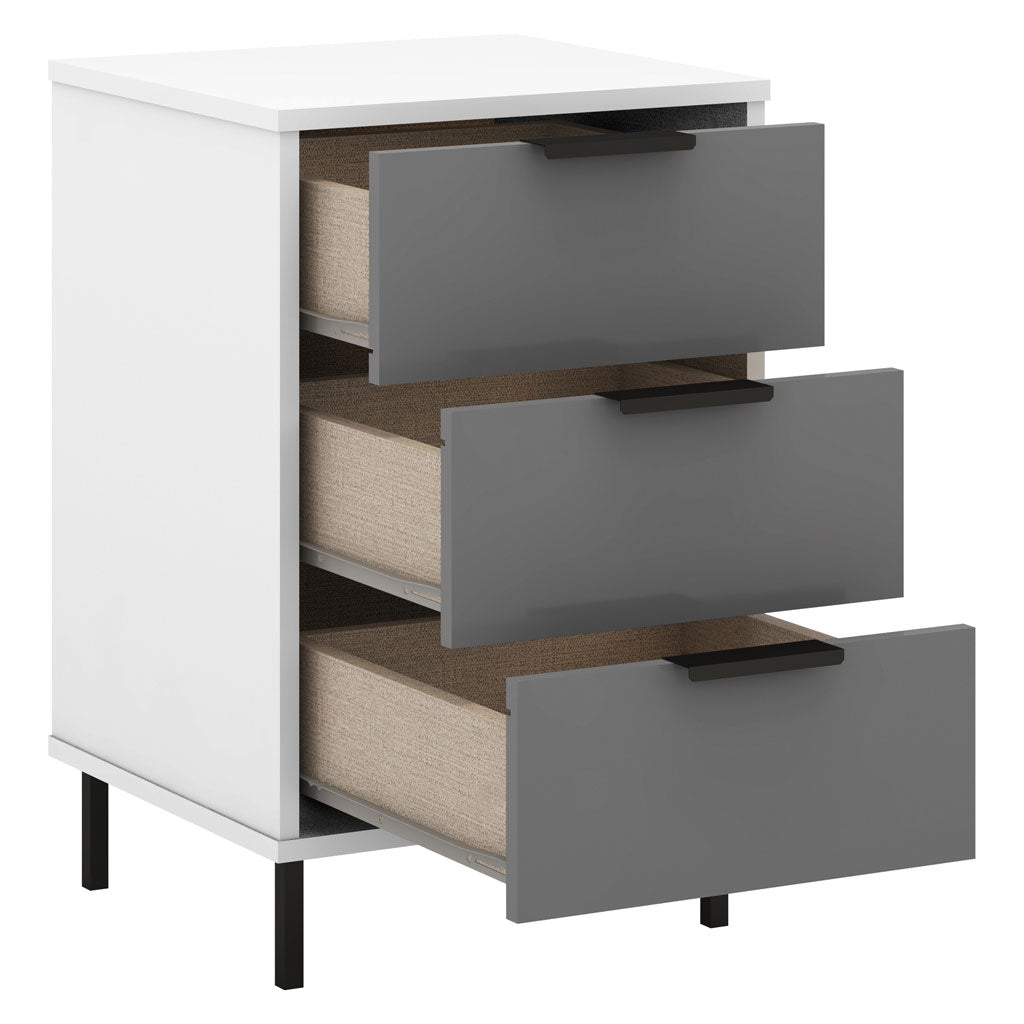 Wooden Bedside Cabinet 3 Drawers - Madrid