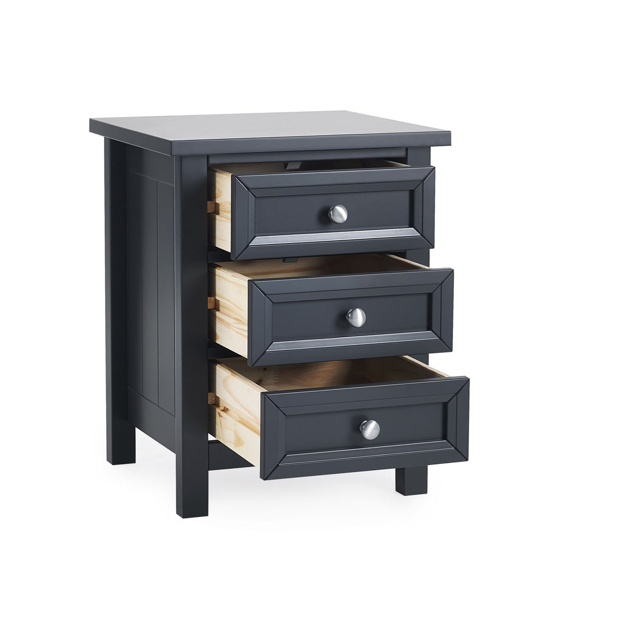 Wooden Bedside Cabinet With 3 Drawers - Maine