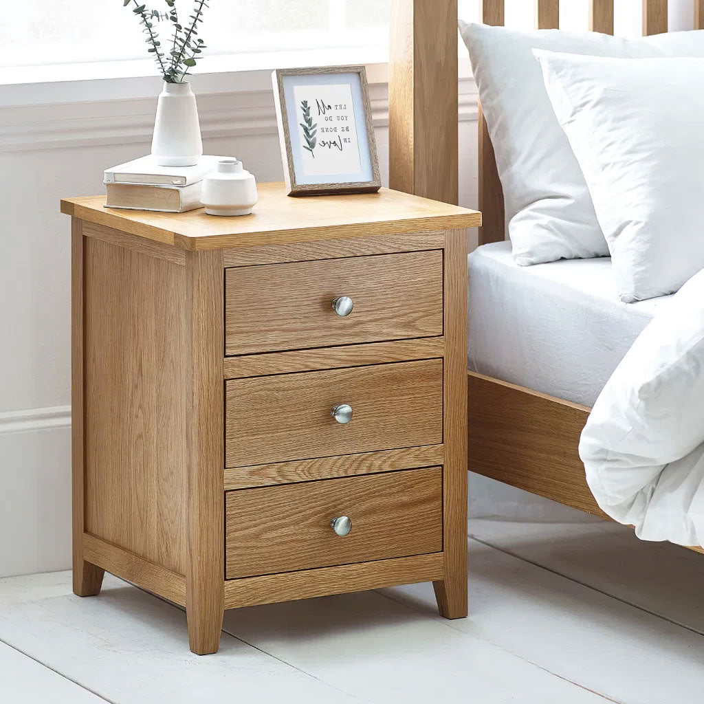 Wooden Bedside Cabinet With 3 Drawers - Mallory