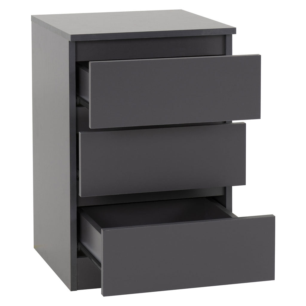 Wooden Bedside Cabinet With 3 Drawers - Malvern