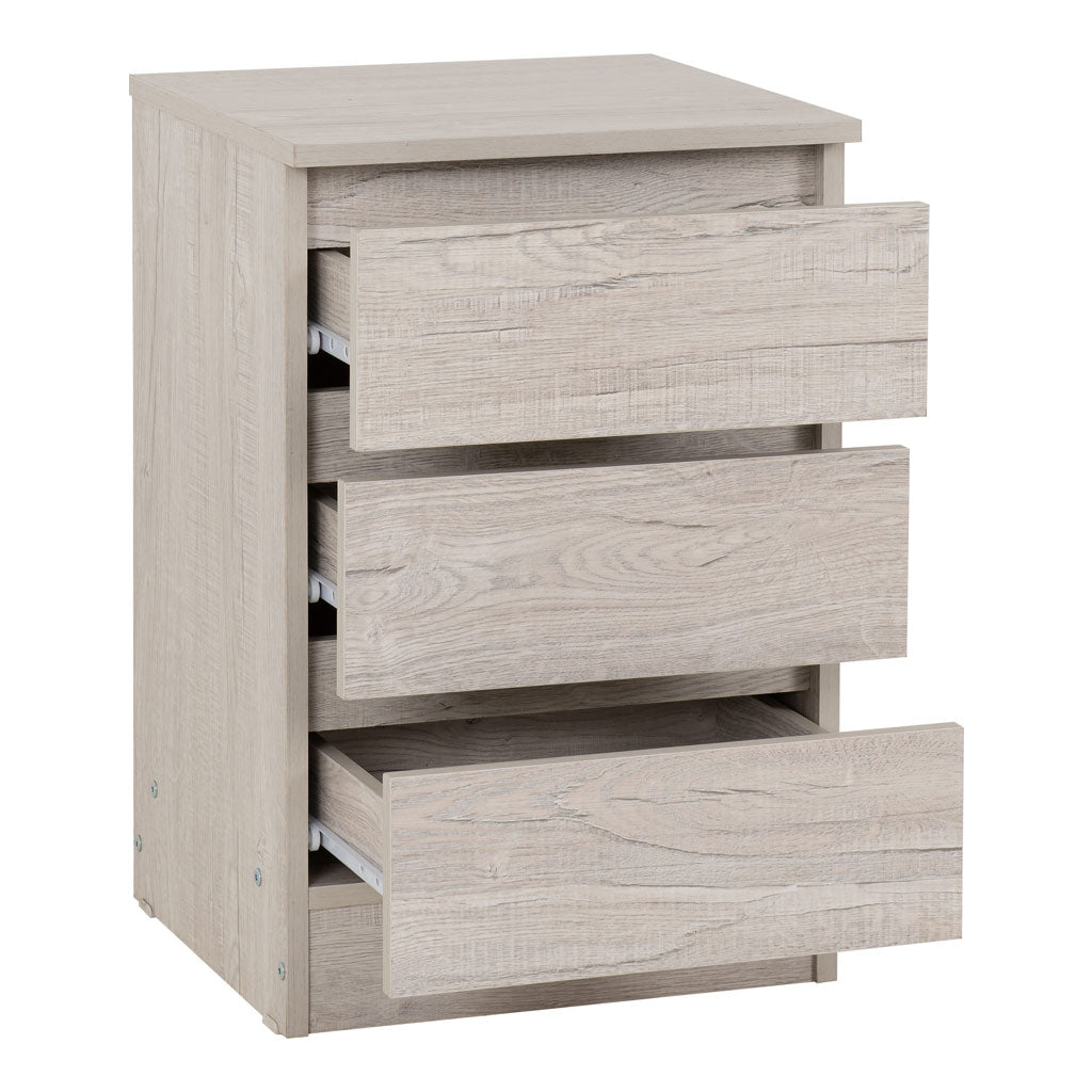 Wooden Bedside Cabinet With 3 Drawers - Malvern