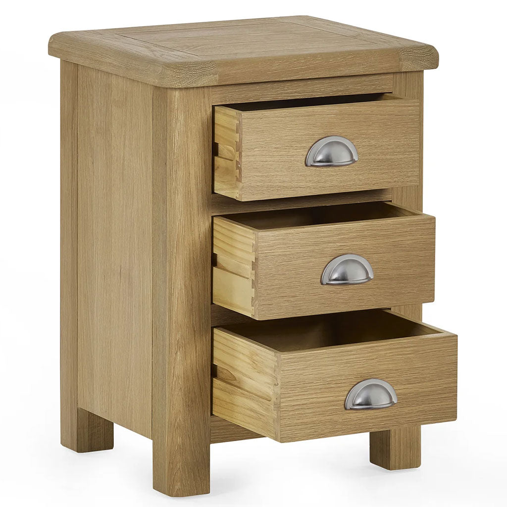 Wooden Bedside Cabinet With 3 Drawers - Memphis