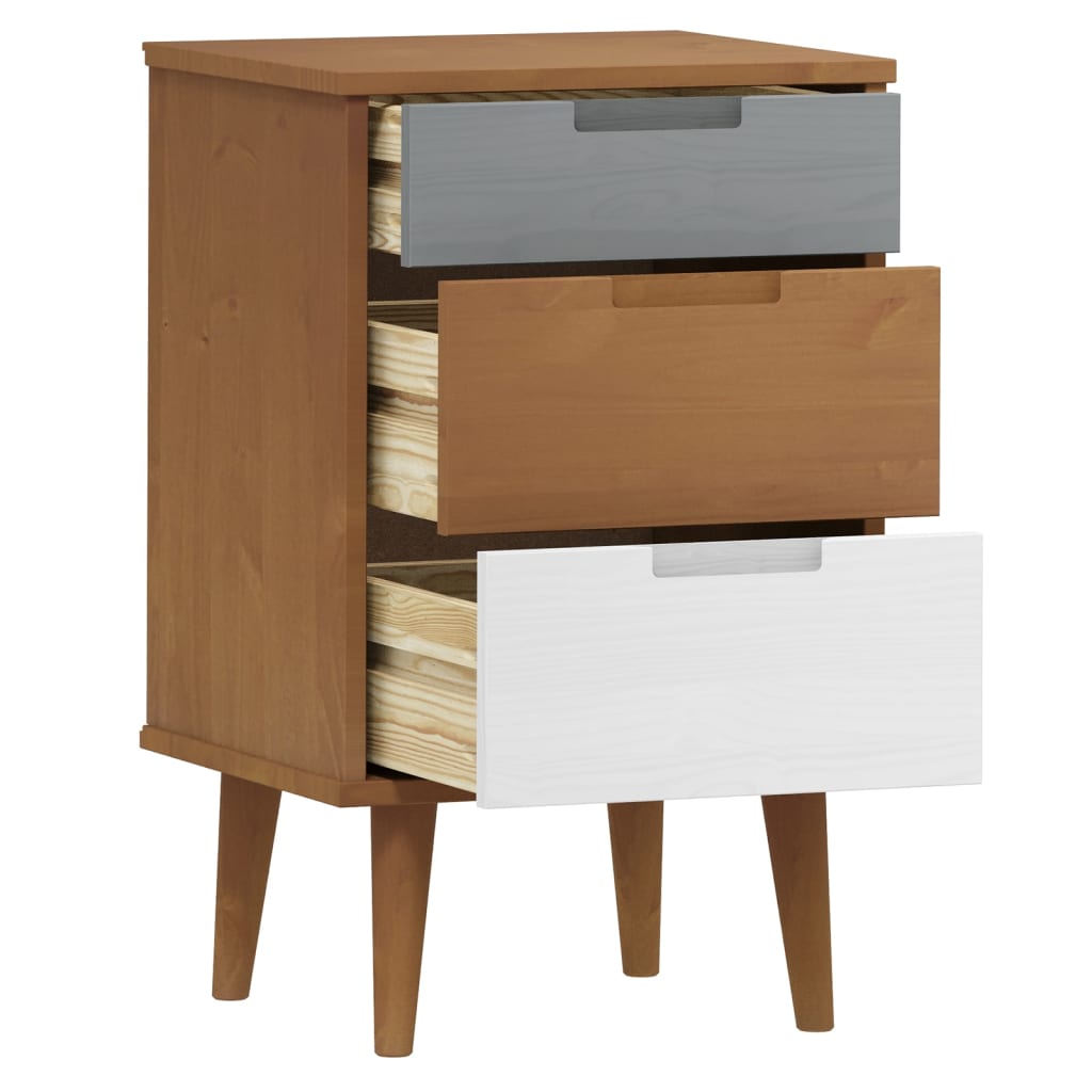 Wooden Bedside Cabinet With 3 Drawers - Molde