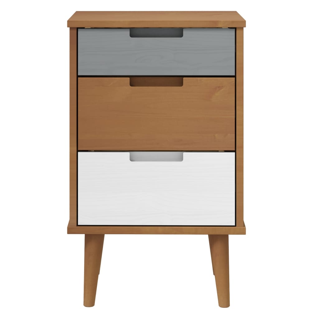 Wooden Bedside Cabinet With 3 Drawers - Molde
