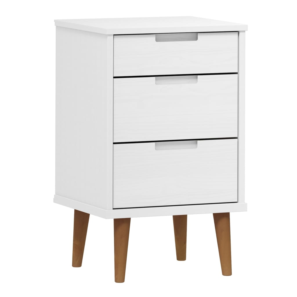 Wooden Bedside Cabinet With 3 Drawers - Molde