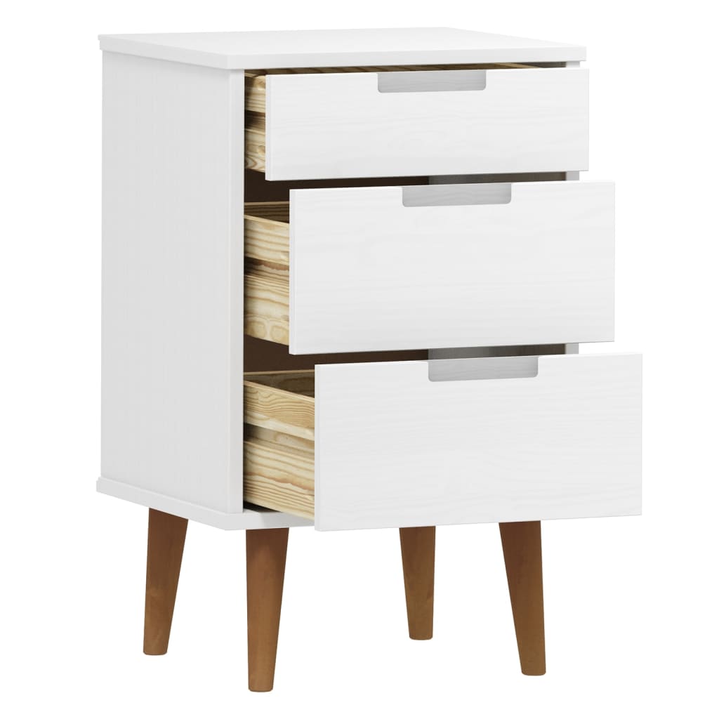 Wooden Bedside Cabinet With 3 Drawers - Molde