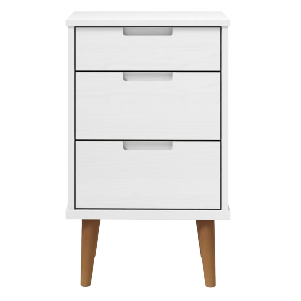 Wooden Bedside Cabinet With 3 Drawers - Molde